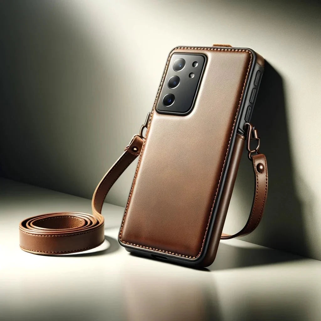 Galaxy S23 Ultra Crossbody Leather Case by Bayelon - Bayelon