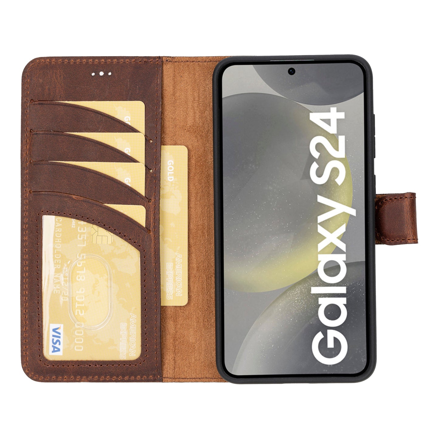 Bayelon Magic Detachable Leather Wallet Case for Samsung Galaxy S24
