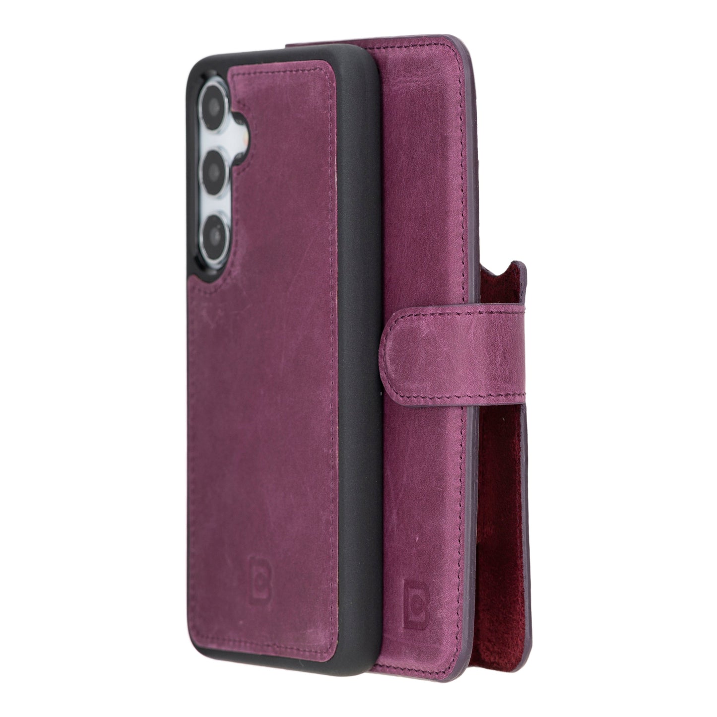 Bayelon Magic Detachable Leather Wallet Case for Samsung Galaxy S24 Purple