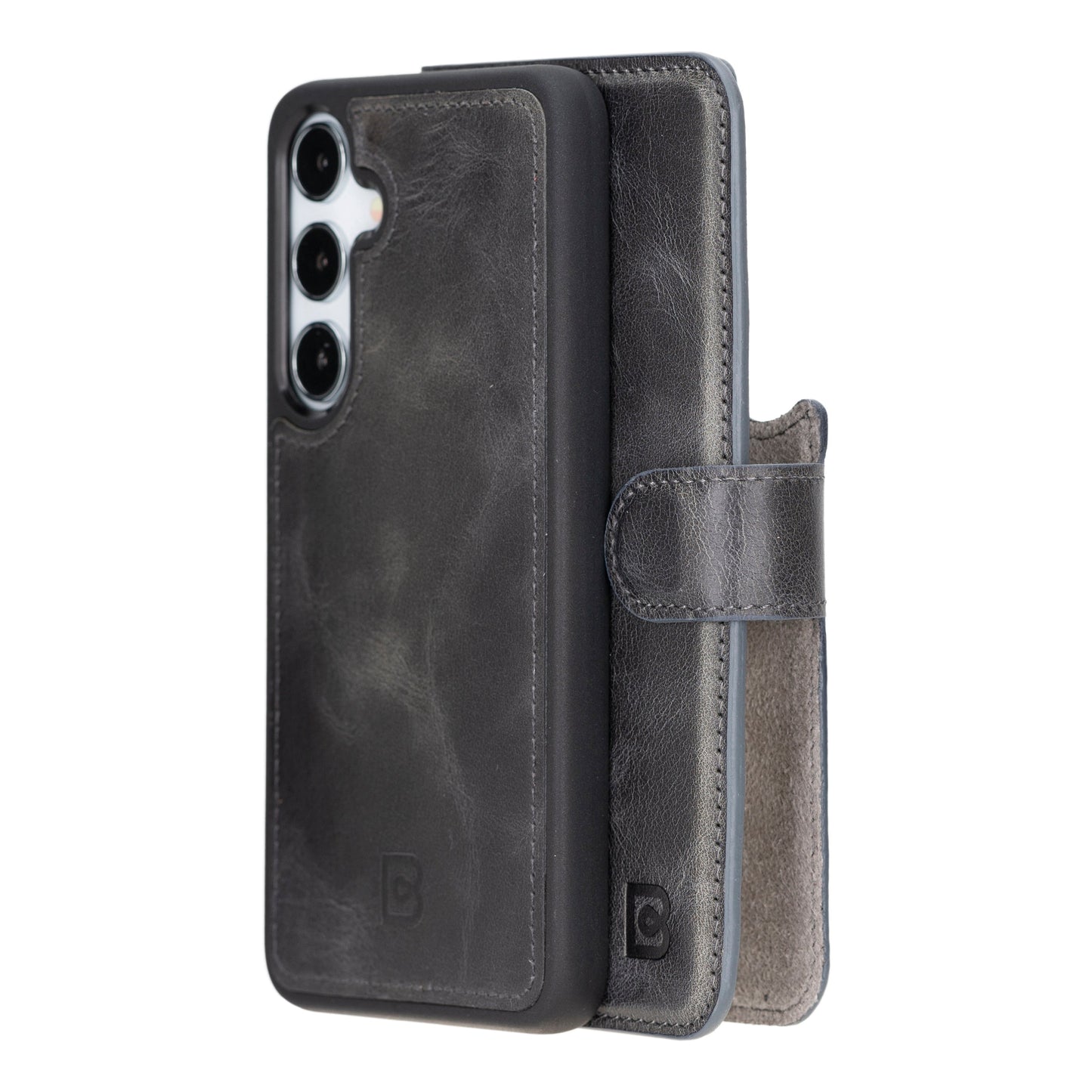 Bayelon Magic Detachable Leather Wallet Case for Samsung Galaxy S24 Gray