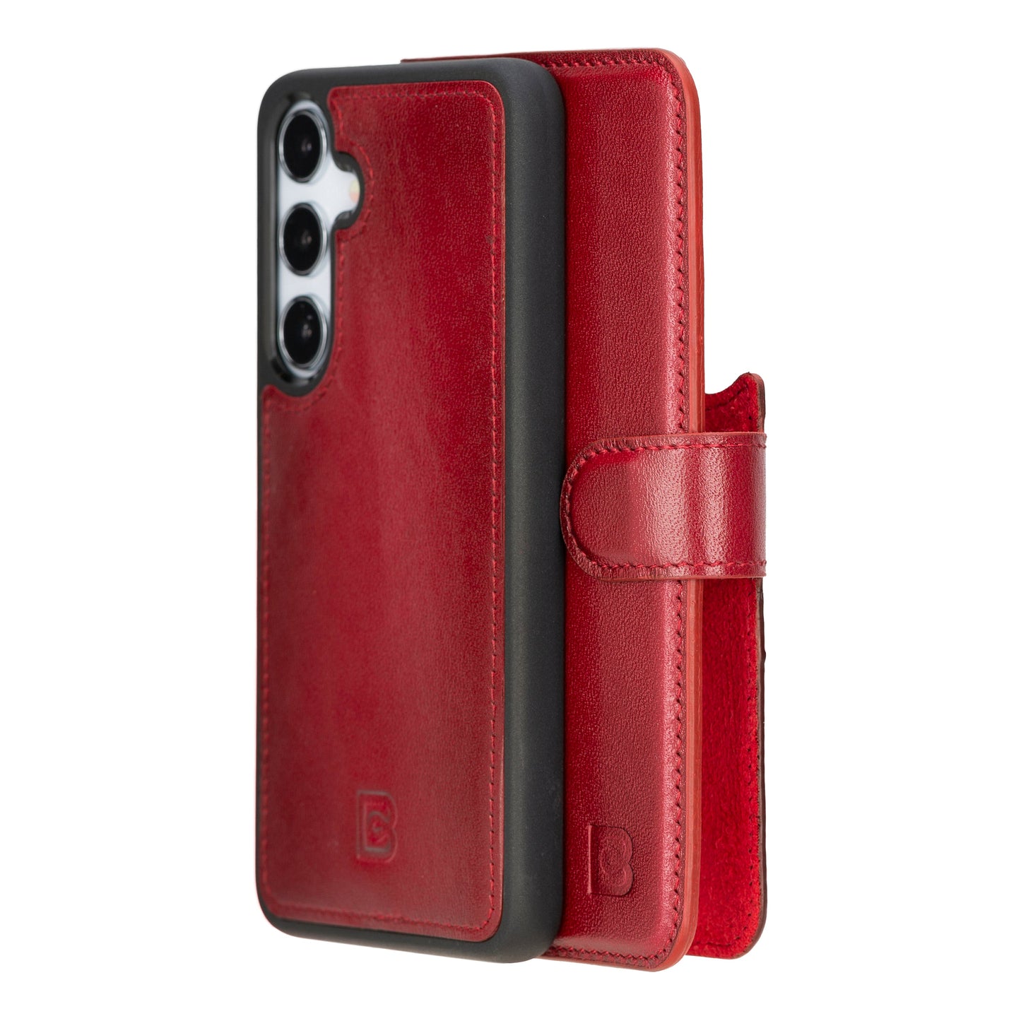 Bayelon Magic Detachable Leather Wallet Case for Samsung Galaxy S24 Red
