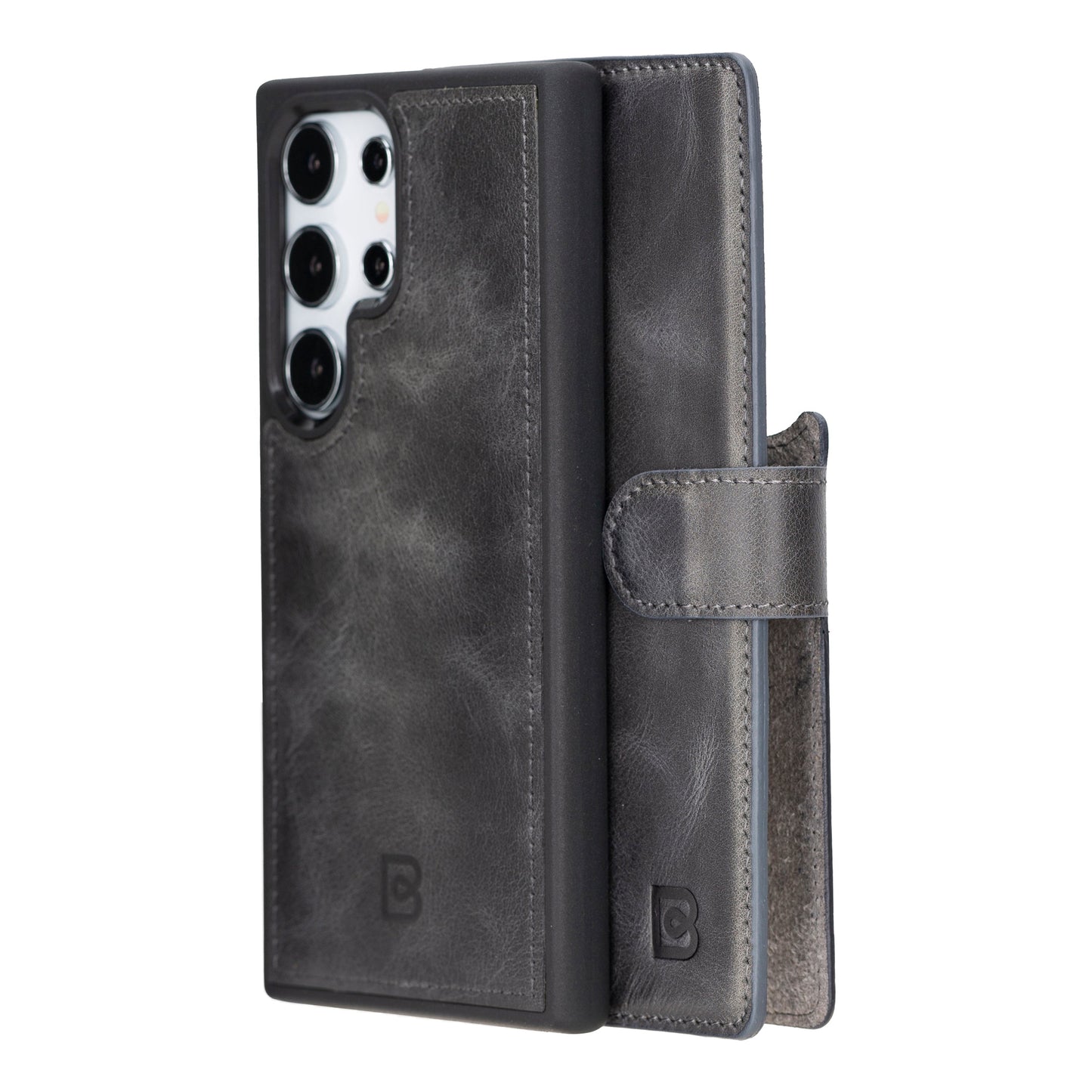 Bayelon Magic Detachable Leather Wallet Case for Samsung Galaxy S24 Galaxy S24 Ultra Gray