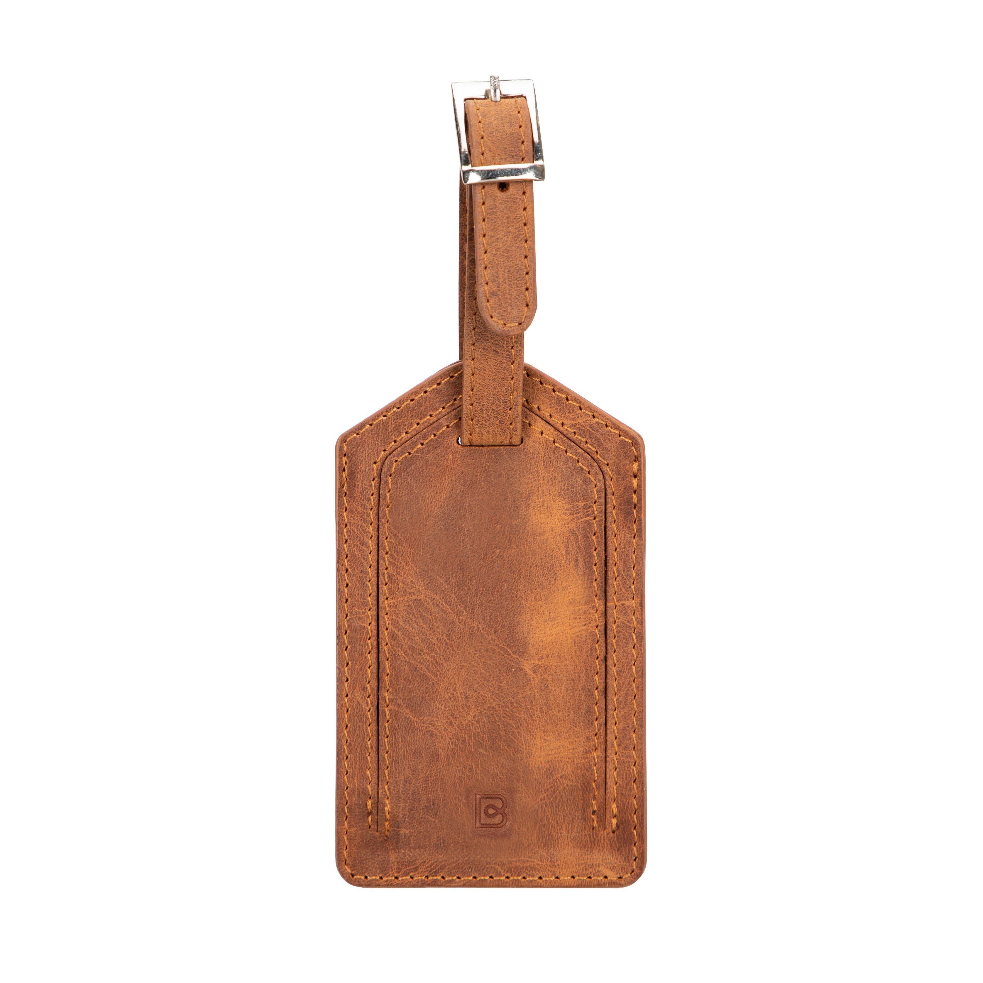 Bayelon Fluento Leather Luggage Tag with AirTag Integration Saddle Brown