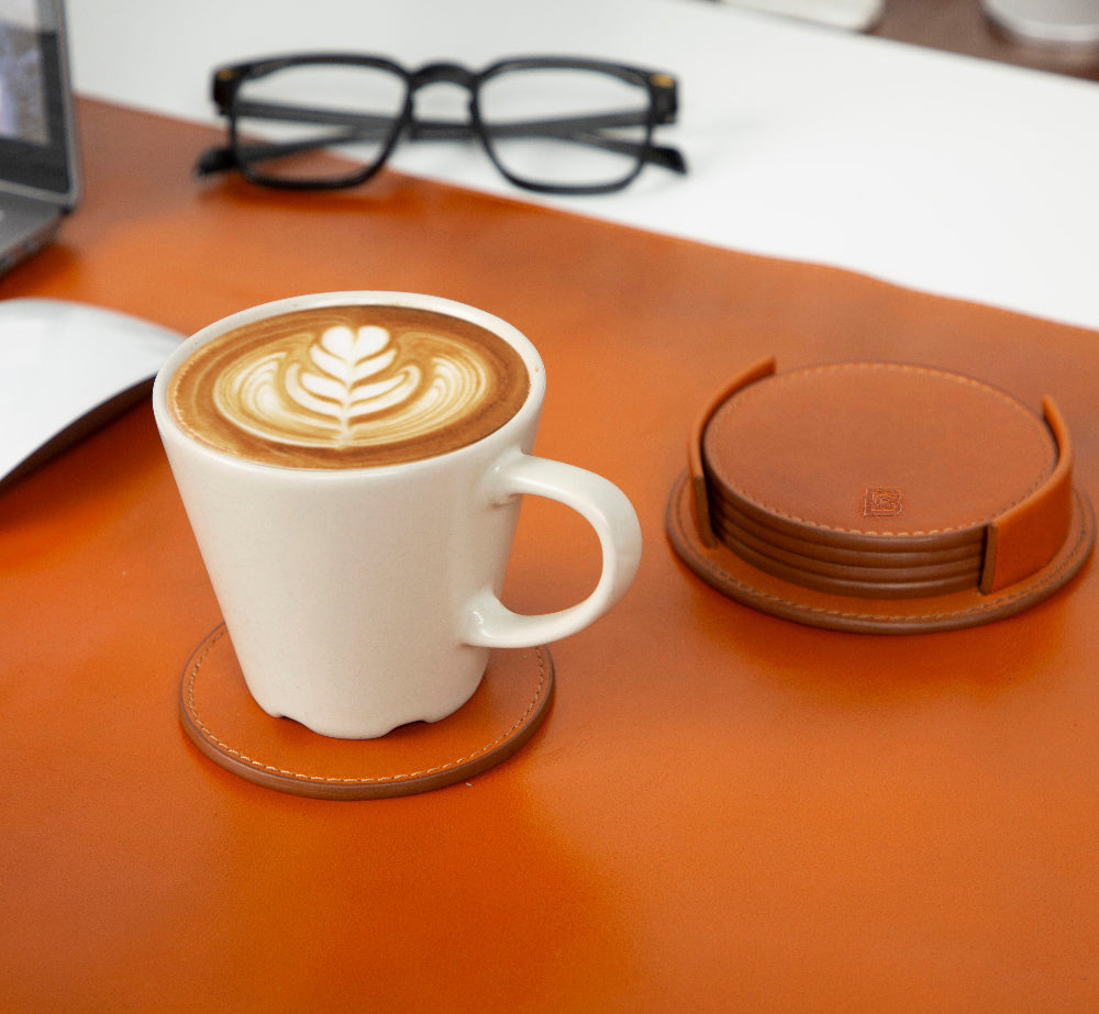 Bouletta Lavion Leather Cup Coaster Set
