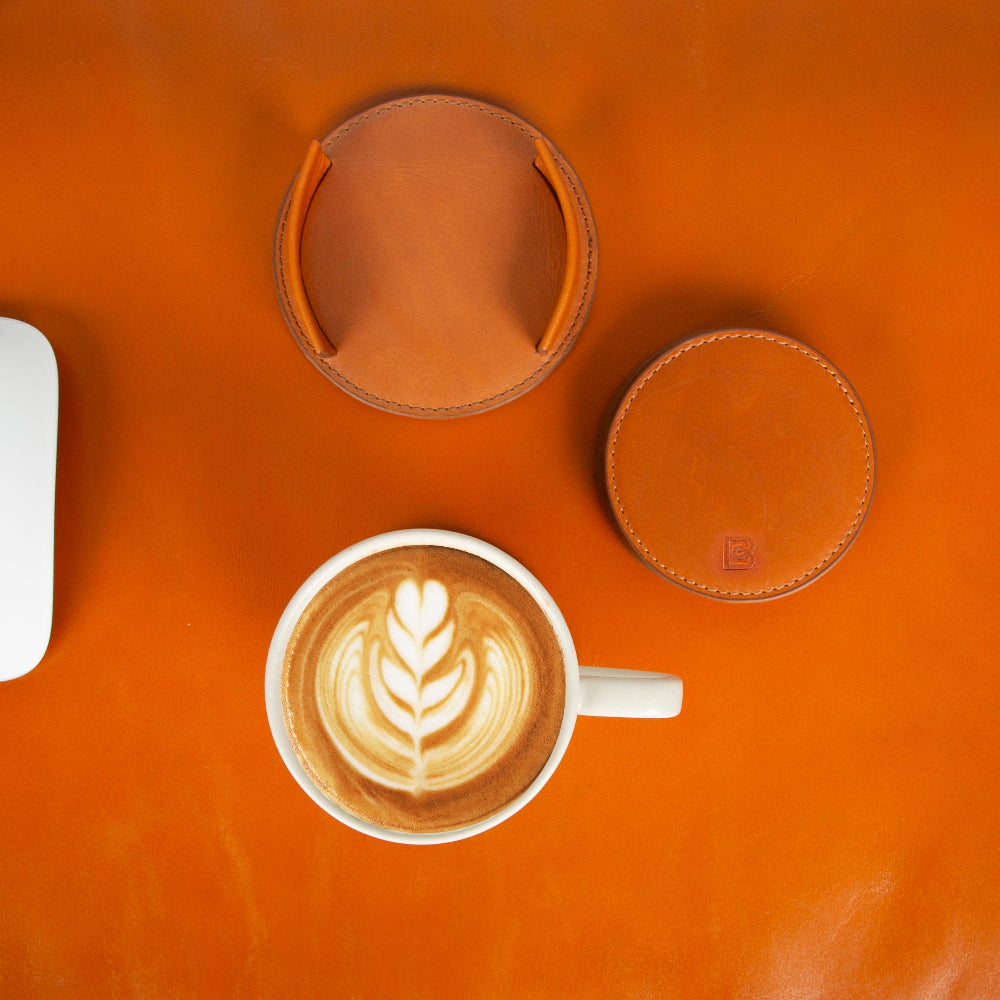 Bouletta Lavion Leather Cup Coaster Set