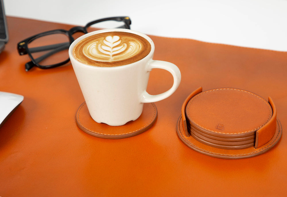 Bouletta Lavion Leather Cup Coaster Set