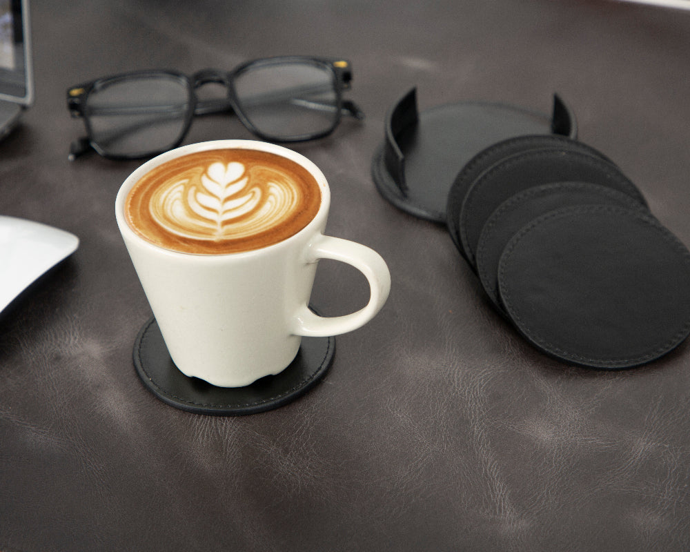 Bouletta Lavion Leather Cup Coaster Set