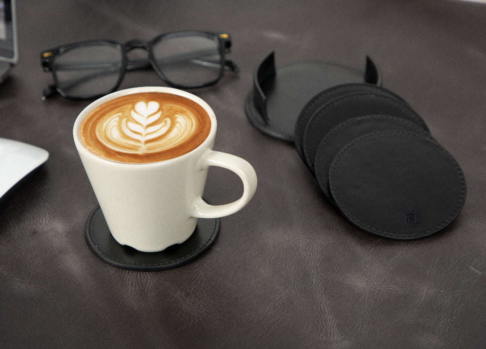 Bouletta Lavion Leather Cup Coaster Set