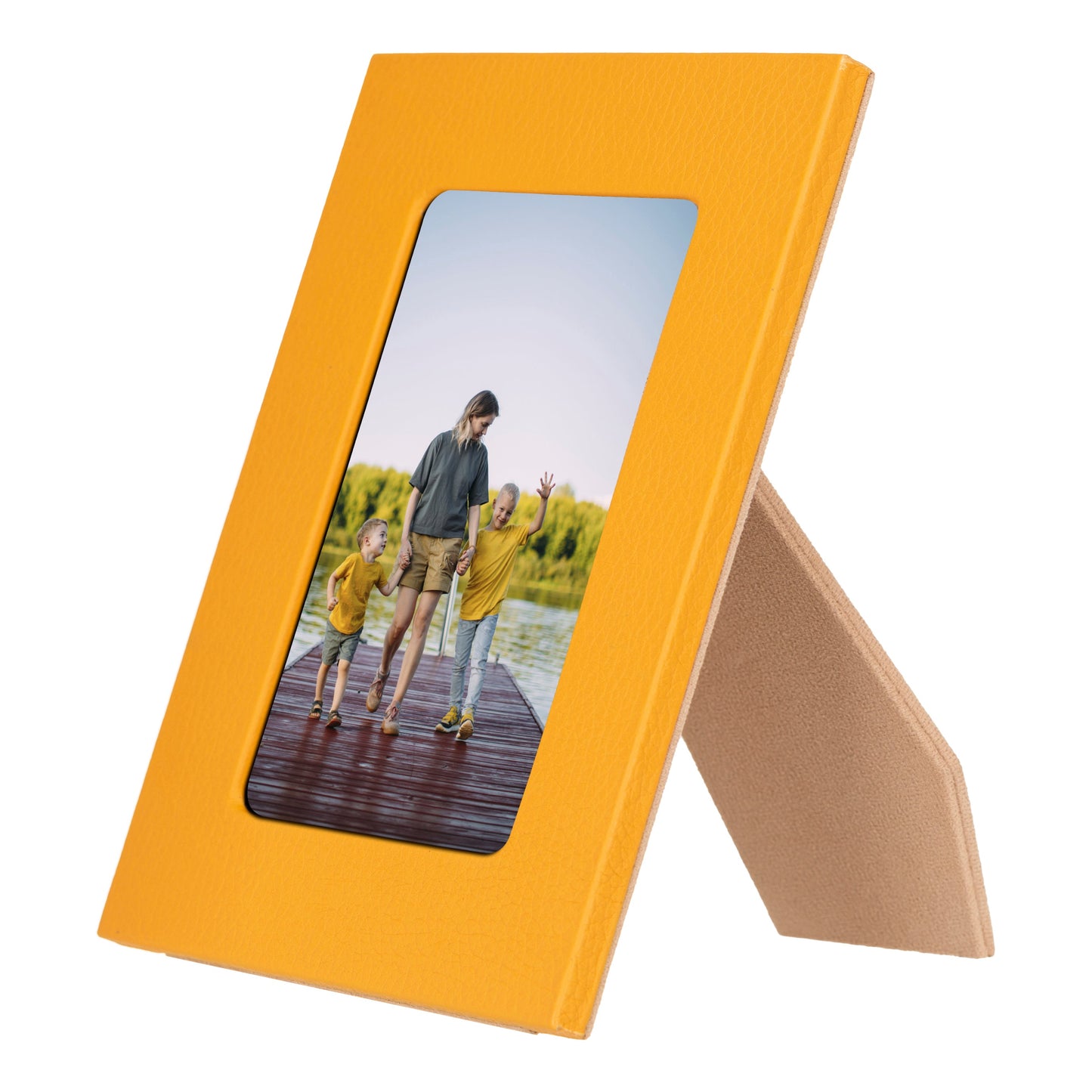 Bayelon Live Leather Photo Frame - Handcrafted Elegance Orange