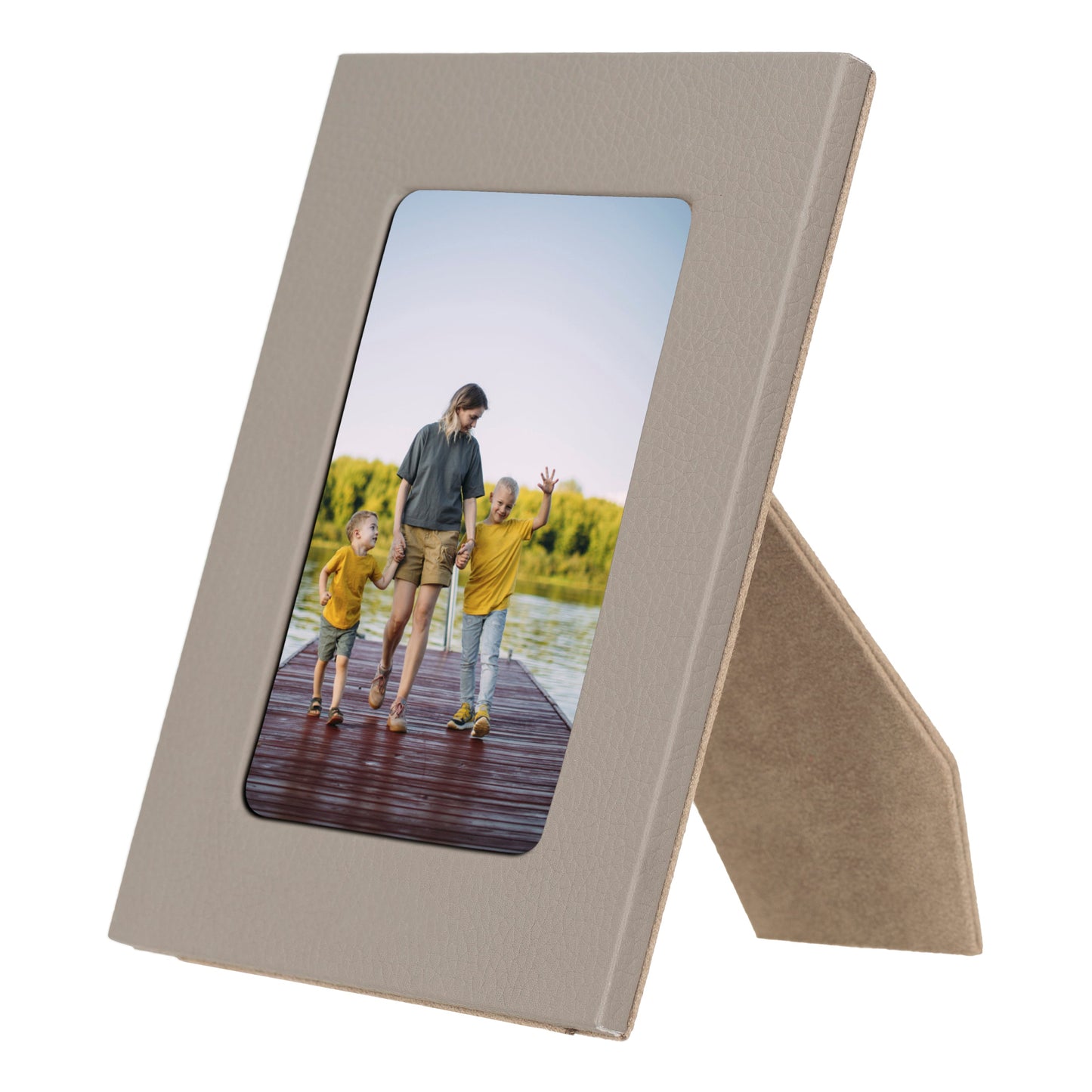 Bayelon Live Leather Photo Frame - Handcrafted Elegance Sandy Brown