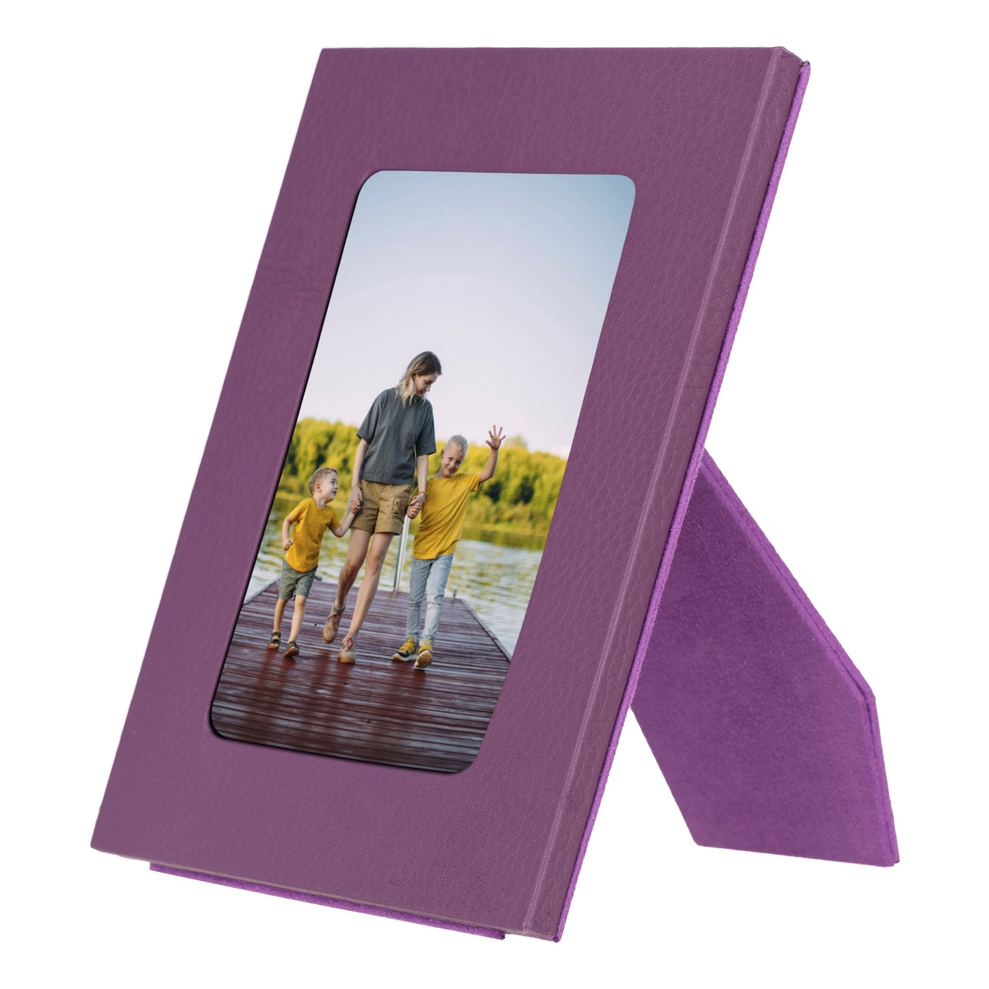 Bayelon Live Leather Photo Frame - Handcrafted Elegance Plum