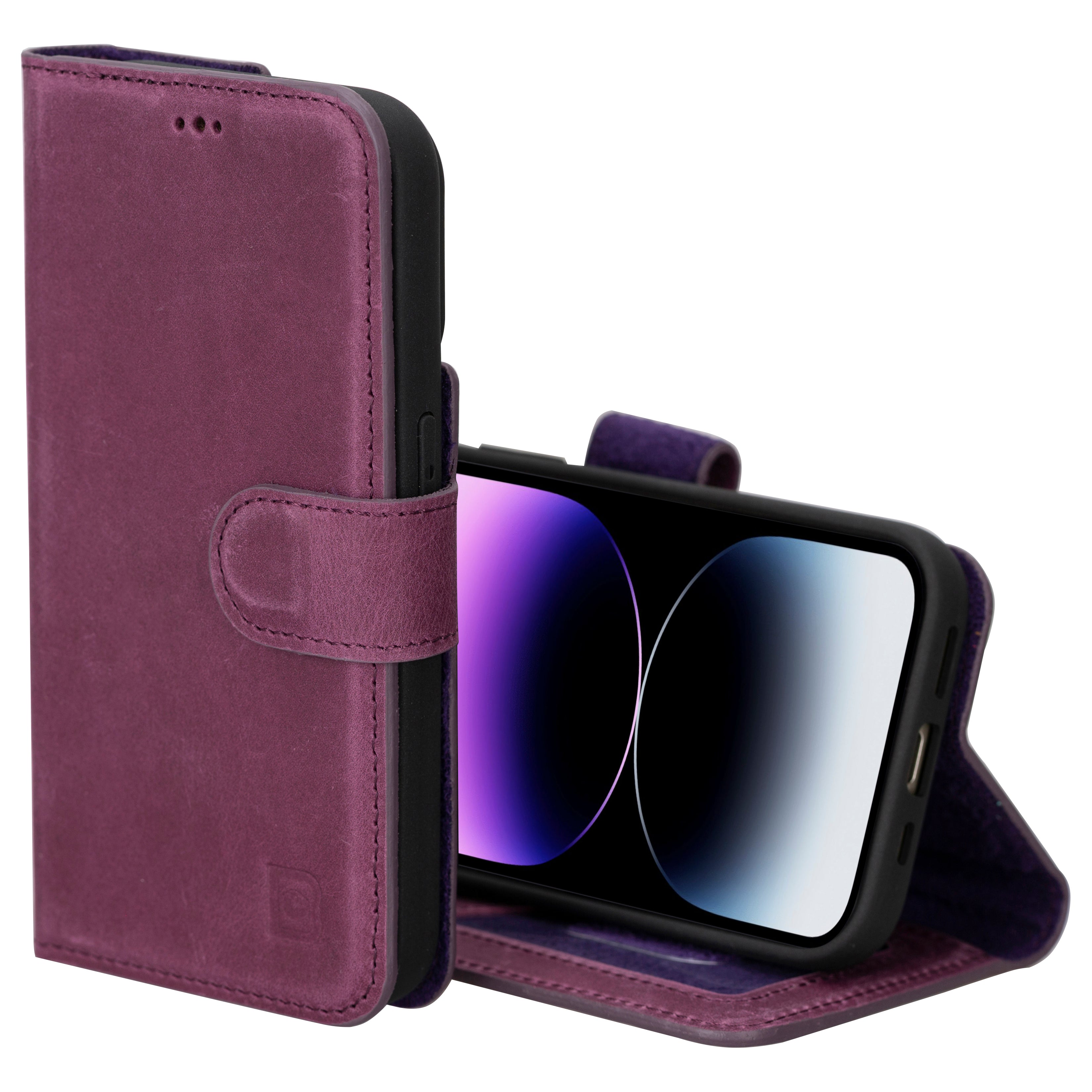Bayelon Magic iPhone 16 Plus Leather Detachable Wallet Case Purple