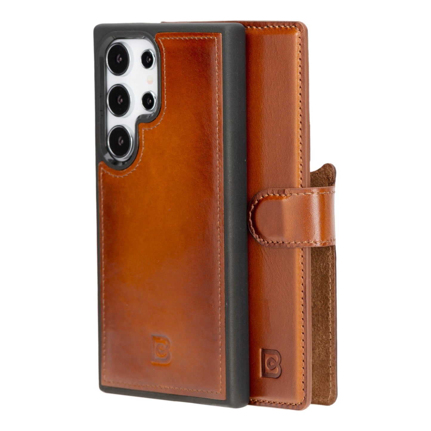 Bayelon Magic Detachable Leather Wallet Case for Samsung Galaxy S24 Galaxy S24 Ultra Tan