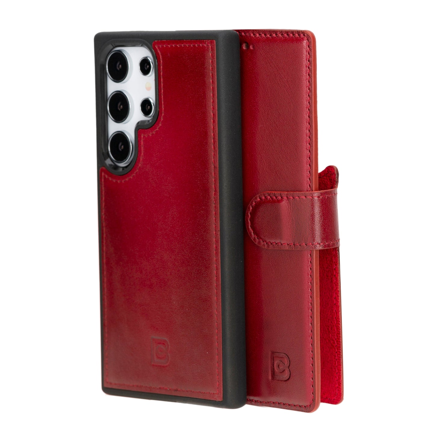 Bayelon Magic Detachable Leather Wallet Case for Samsung Galaxy S24 Galaxy S24 Ultra Red