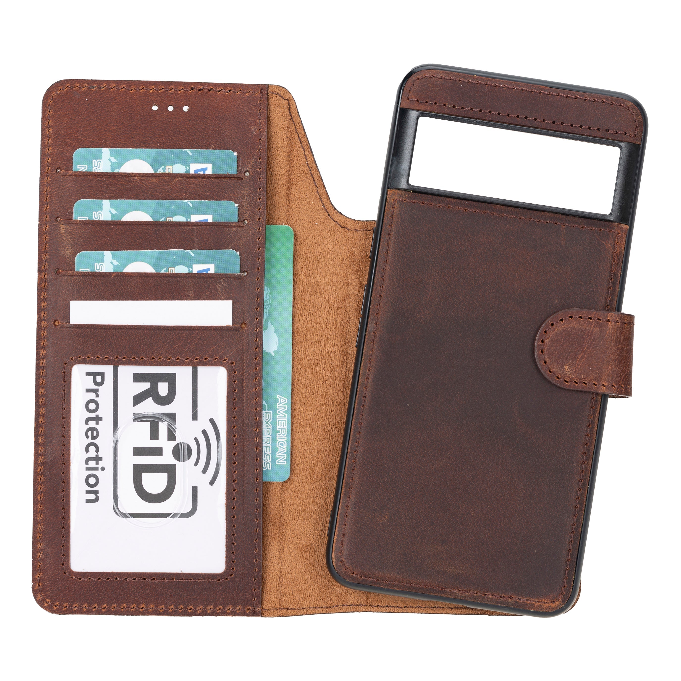 Bayelon Magic Google Pixel 8 Series Leather Detachable Case Saddle Brown