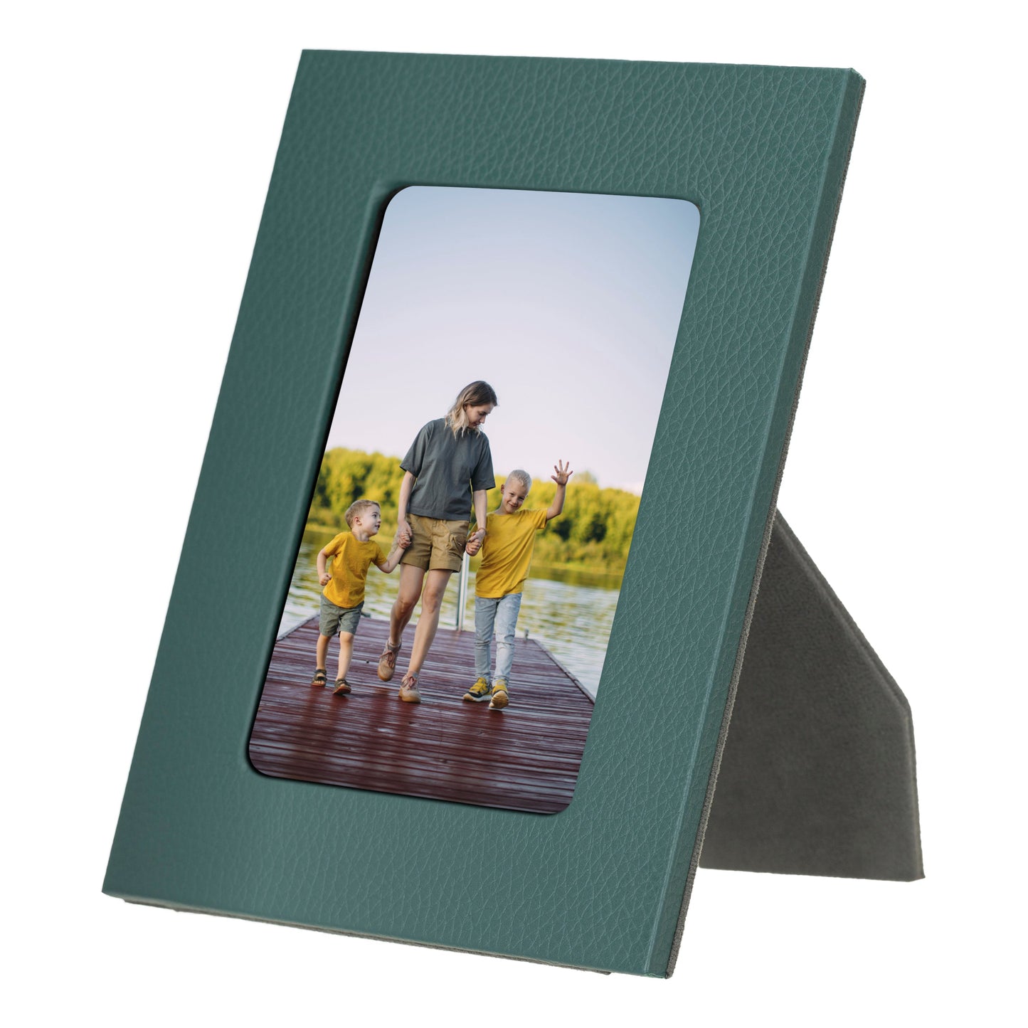 Bayelon Live Leather Photo Frame - Handcrafted Elegance Dark Green