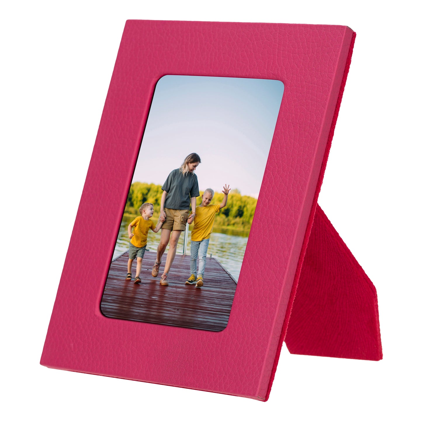 Bayelon Live Leather Photo Frame - Handcrafted Elegance Medium Violet Red