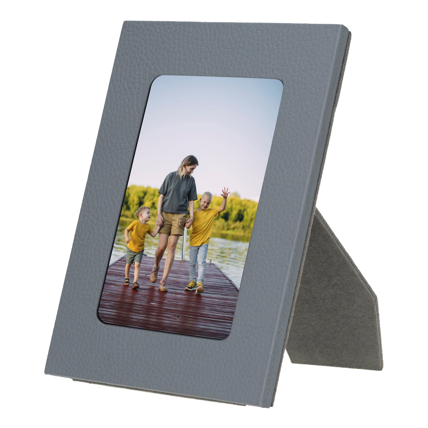 Bayelon Live Leather Photo Frame - Handcrafted Elegance Gray