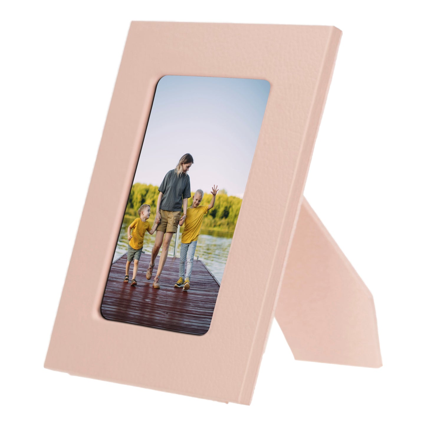 Bayelon Live Leather Photo Frame - Handcrafted Elegance Peach Puff
