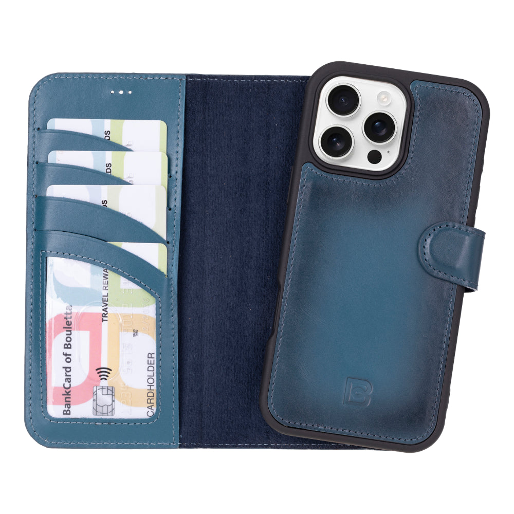 Bayelon Magic iPhone 16 Pro Max Detachable Leather Wallet Case Blue