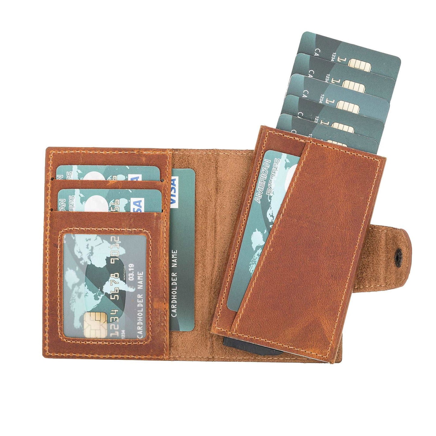 Bayelon Detachable Leather Wallet & Card Holder Antique Camel