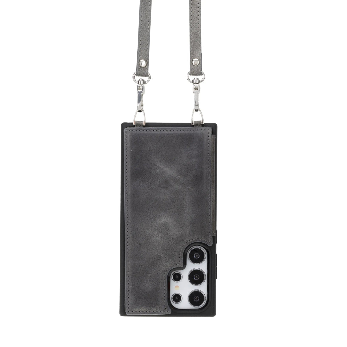 Bayelon Galaxy S24 Ultra Crossbody Leather Wallet Case Smoked Black