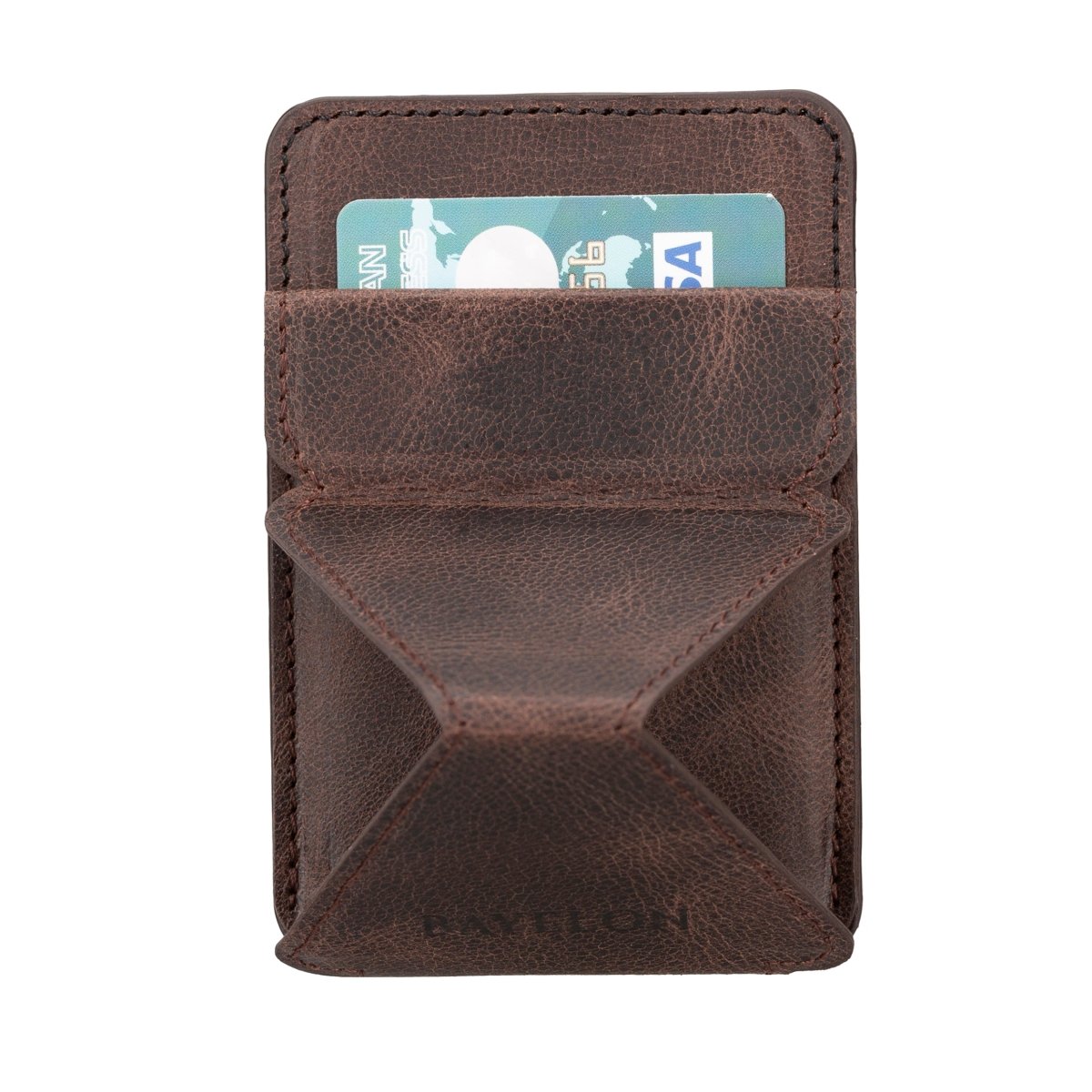 Bayelon Leather Magnetic Card Holder for iPhone 14, 13 and 12 Models with Kickstand