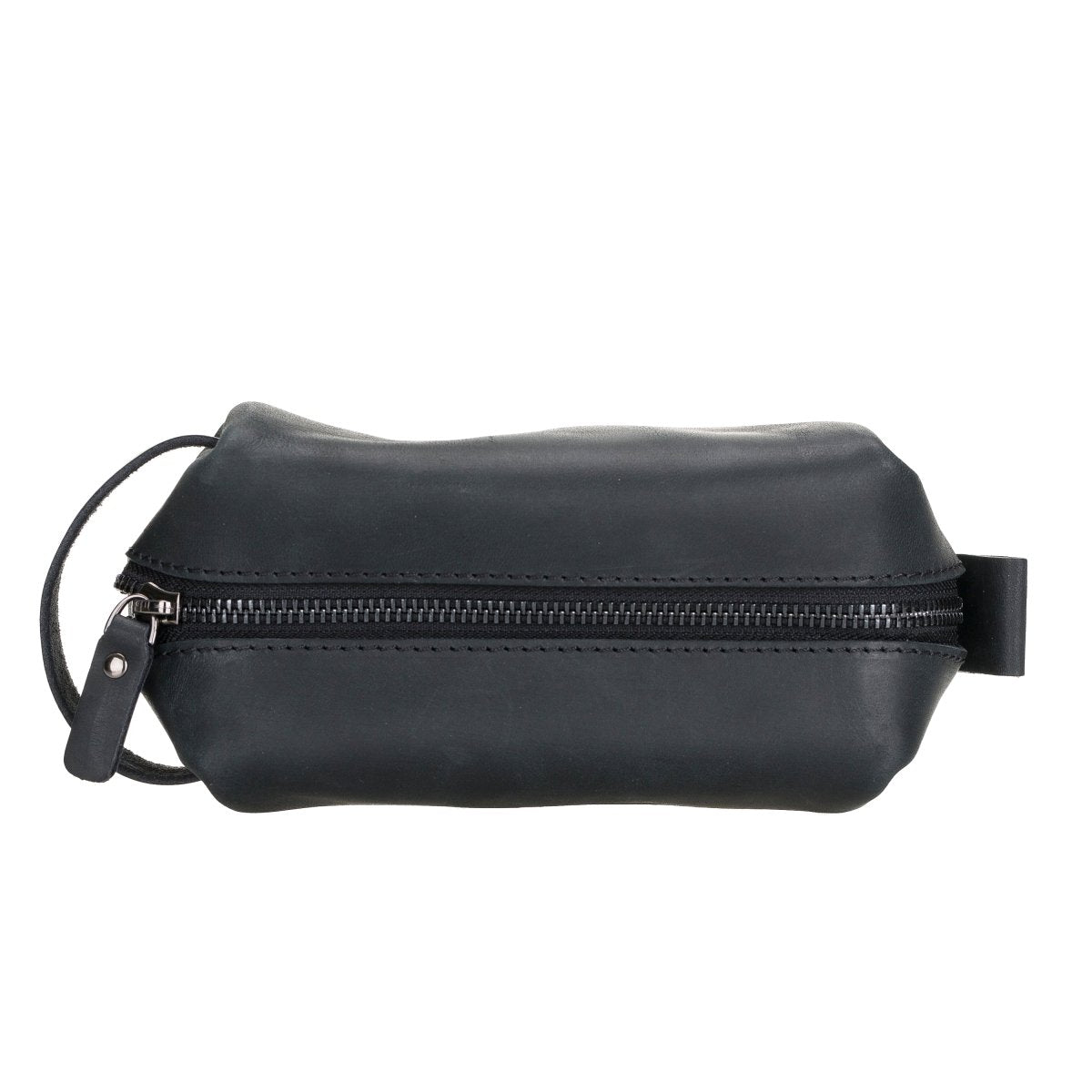 Bayelon Leather Traveler's Makeup and Toiletry Bag Medium Black