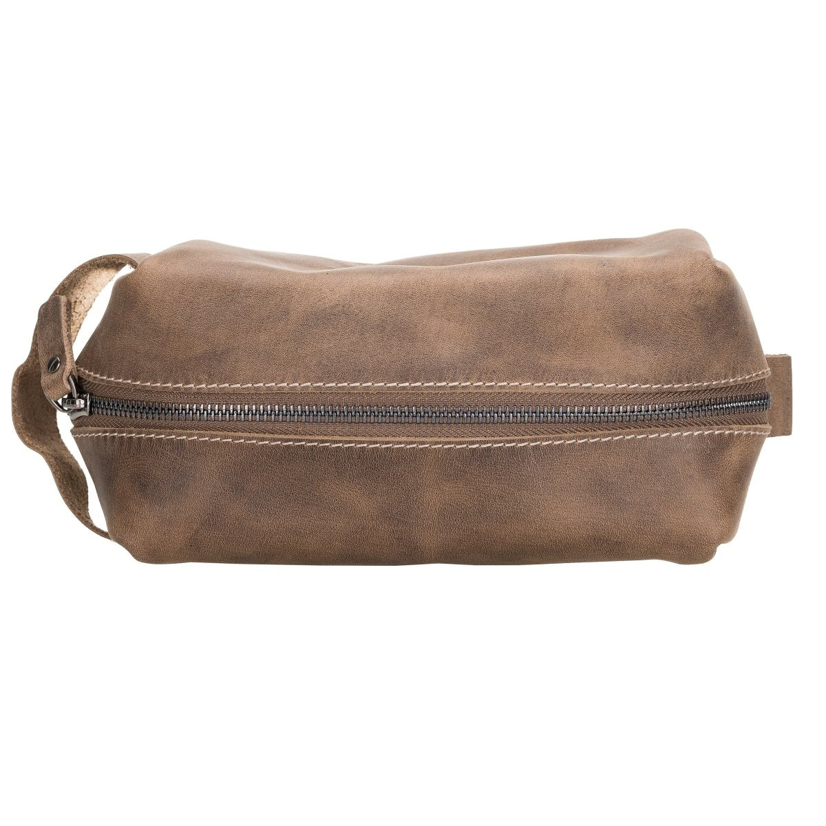 Bayelon Leather Traveler's Makeup and Toiletry Bag Medium Dark Brown