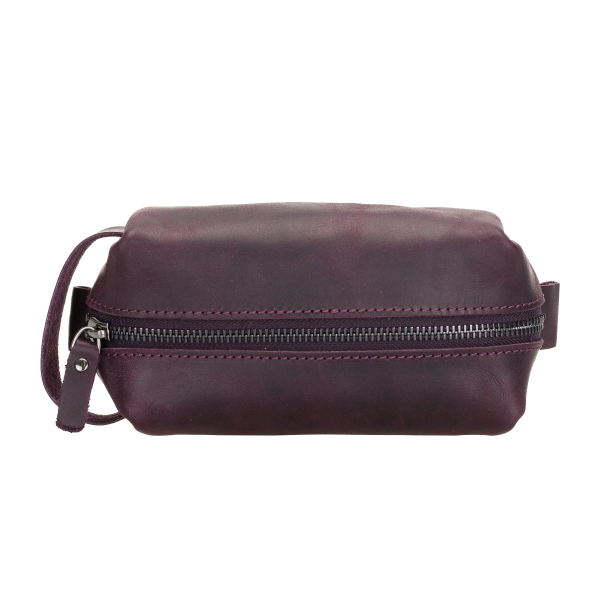 Bayelon Leather Traveler's Makeup and Toiletry Bag Medium Purple