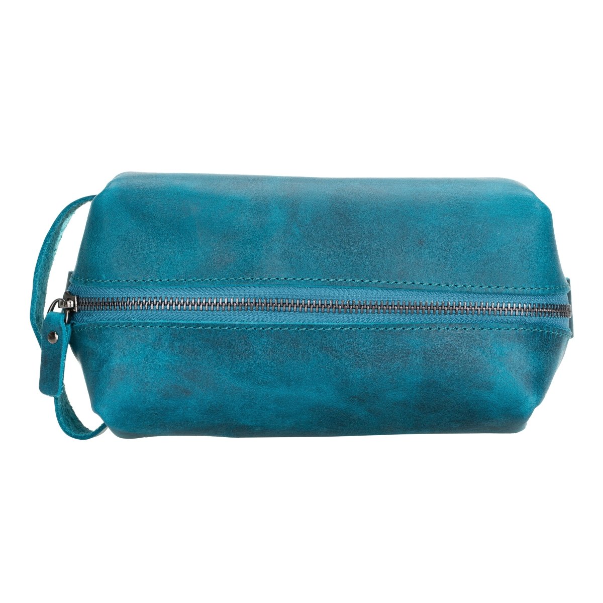 Bayelon Leather Traveler's Makeup and Toiletry Bag Medium Blue