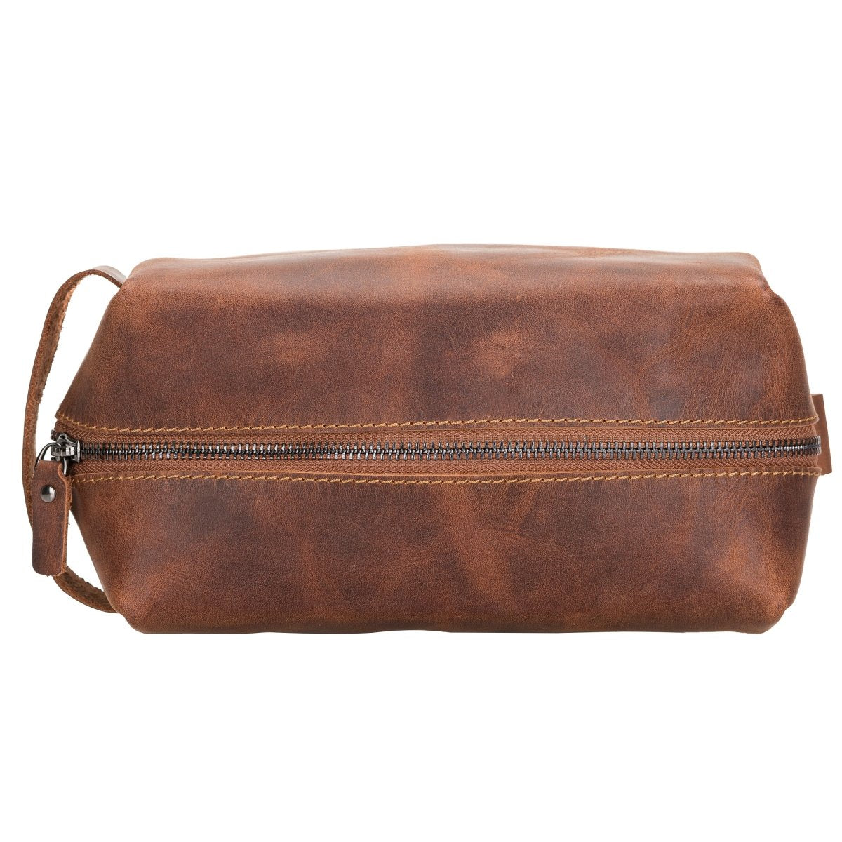 Bayelon Leather Traveler's Makeup and Toiletry Bag Tan
