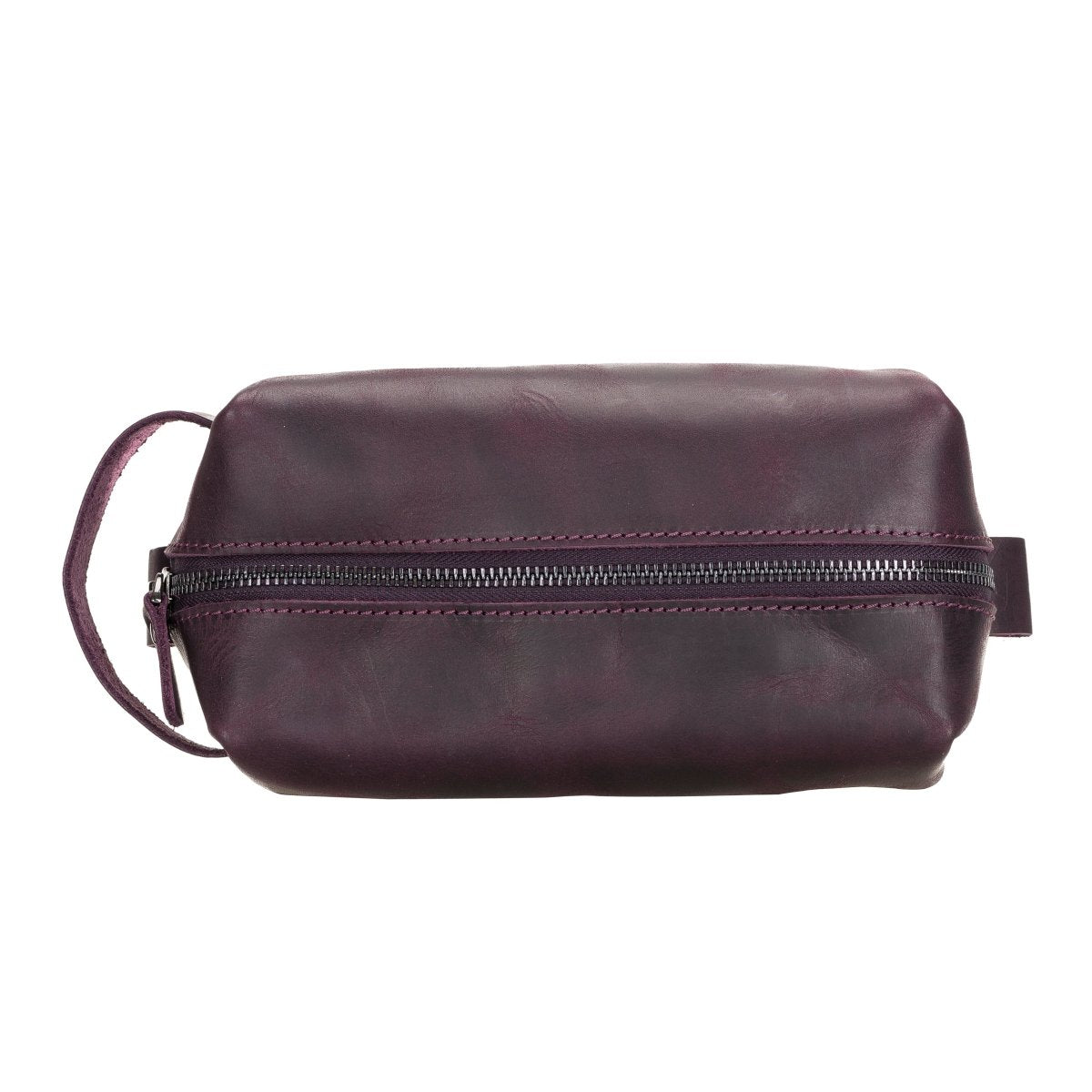 Bayelon Leather Traveler's Makeup and Toiletry Bag Large Purple