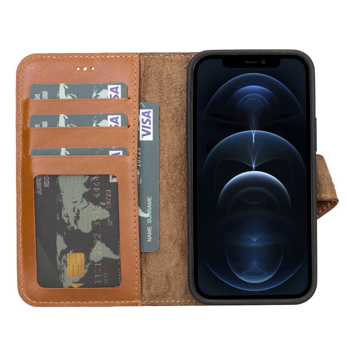 Bayelon Personalized iPhone 13 Mini Leather Detachable Wallet Case with Kickstand
