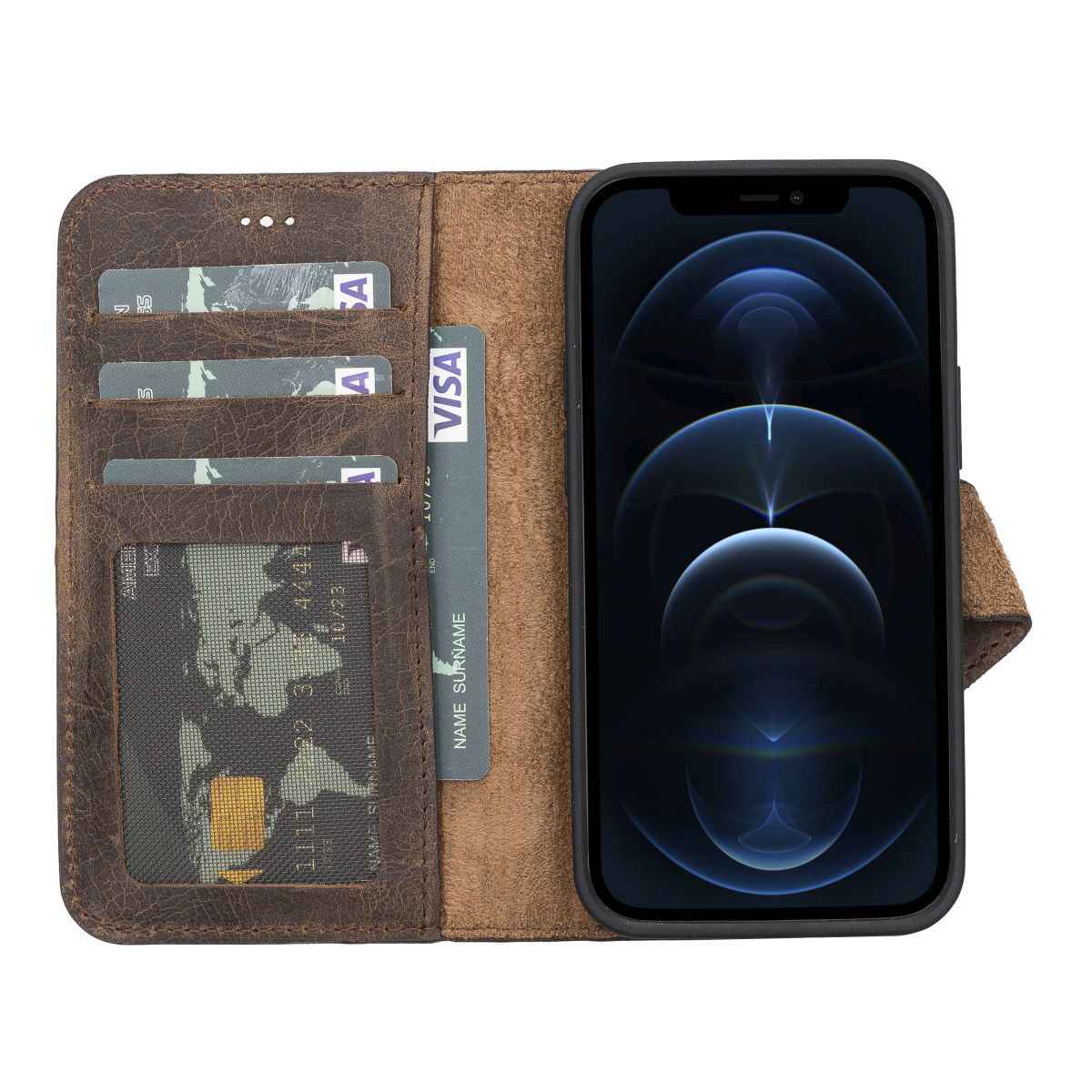 Bayelon Personalized iPhone 13 Mini Leather Detachable Wallet Case with Kickstand