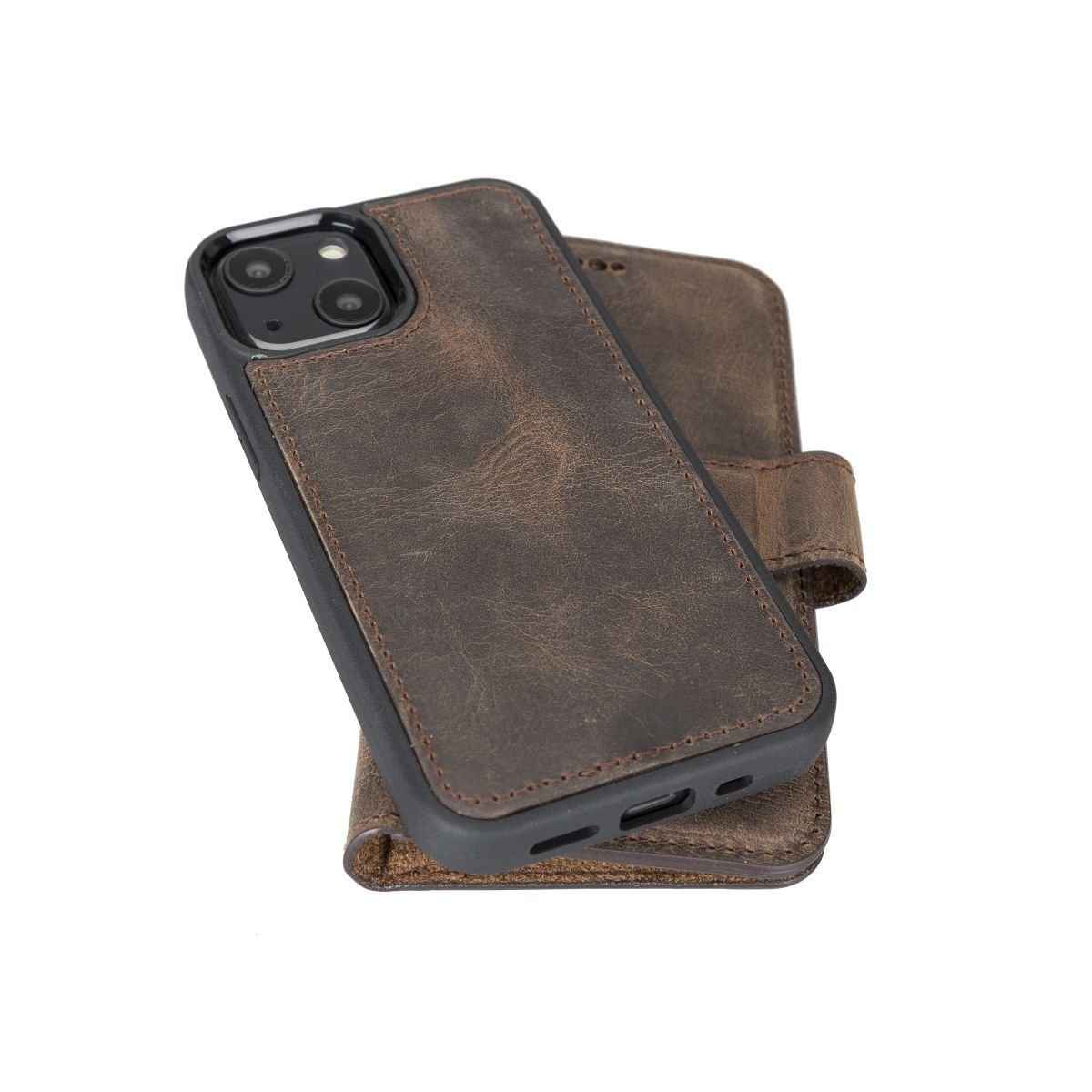 Bayelon Personalized iPhone 13 Mini Leather Detachable Wallet Case with Kickstand