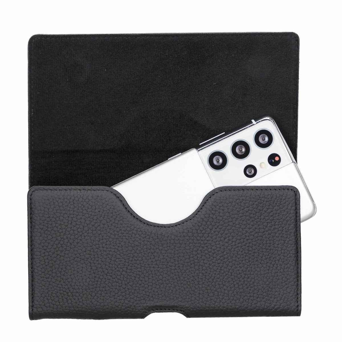 Bayelon Premium Leather Belt Holster Case for iPhone 15 Pro Max, Samsung S23 Ultra Floater Black iPhone 12 Pro Max or Samsung S21U S21+