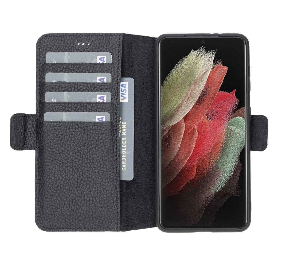 Bayelon Samsung Galaxy S21 Leather Flip Cover Wallet Case Floater Black