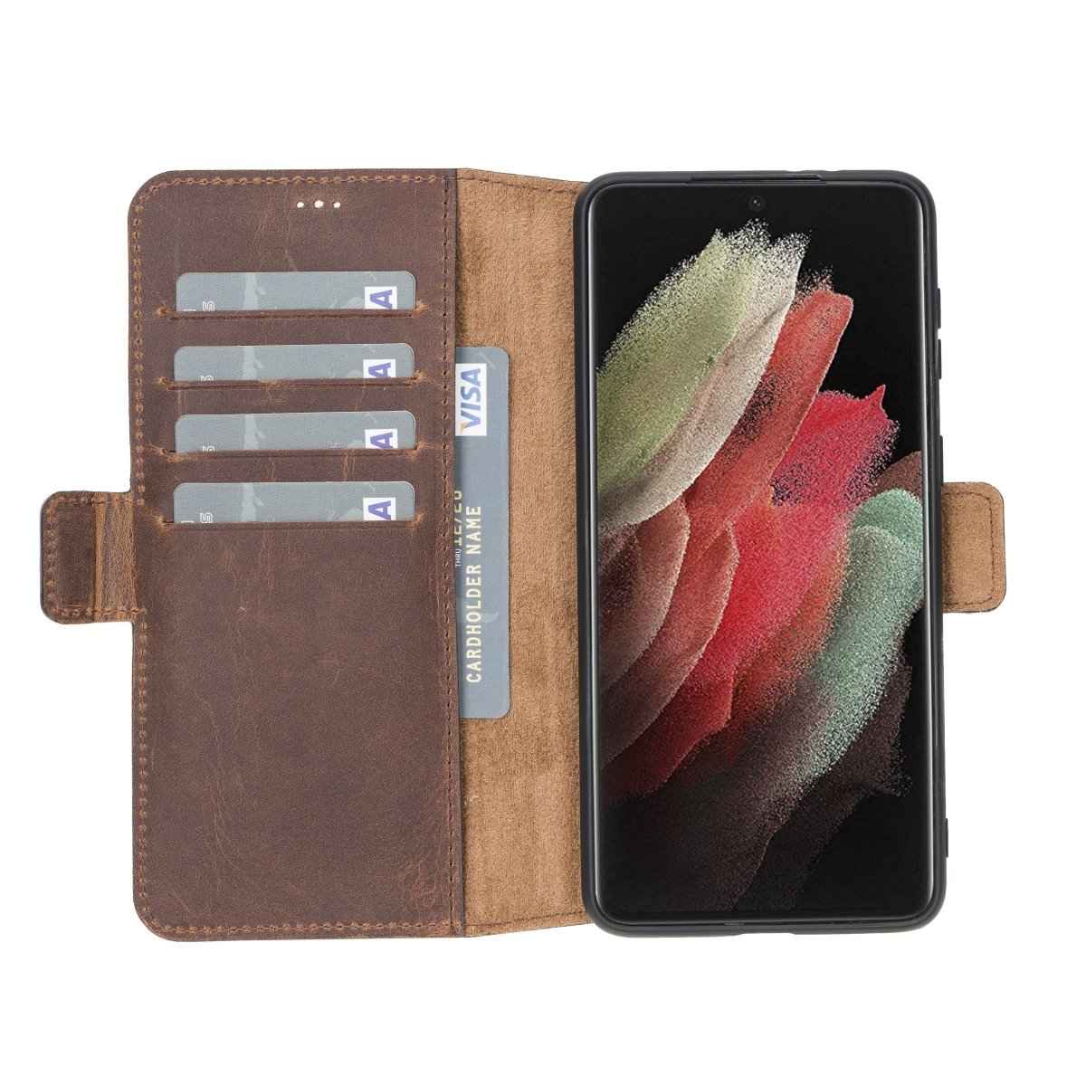 Bayelon Samsung Galaxy S21 Plus Leather Flip Cover Wallet Case Antique Brown