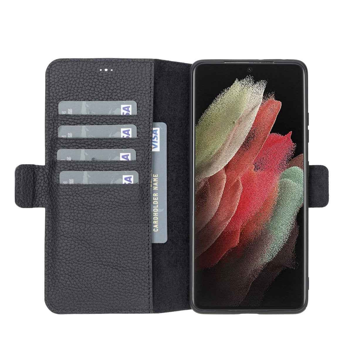 Bayelon Samsung Galaxy S21 Ultra Leather Flip Cover Wallet Case Floater Black