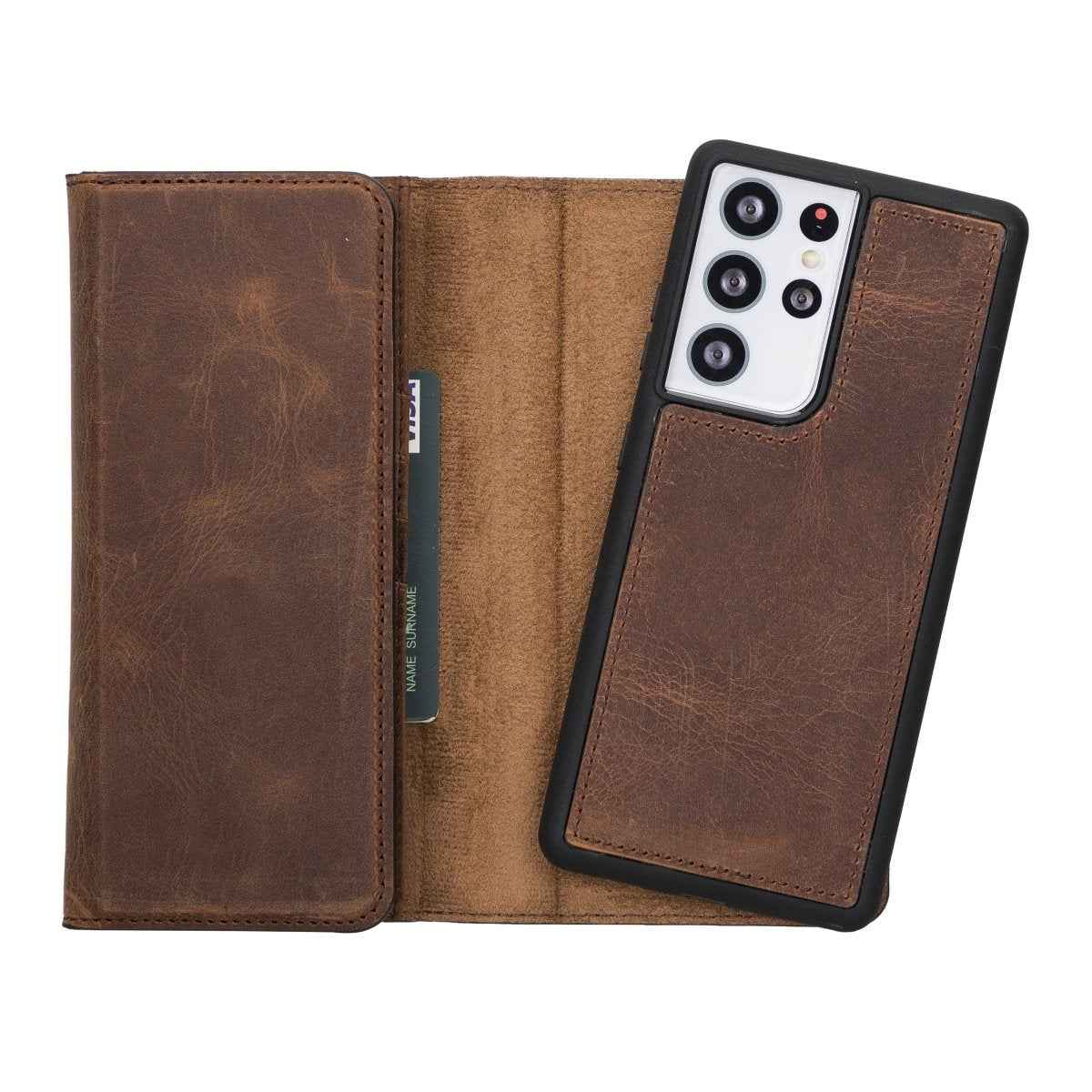 Bayelon Samsung Galaxy S21 Ultra Trifold Leather Wallet Case