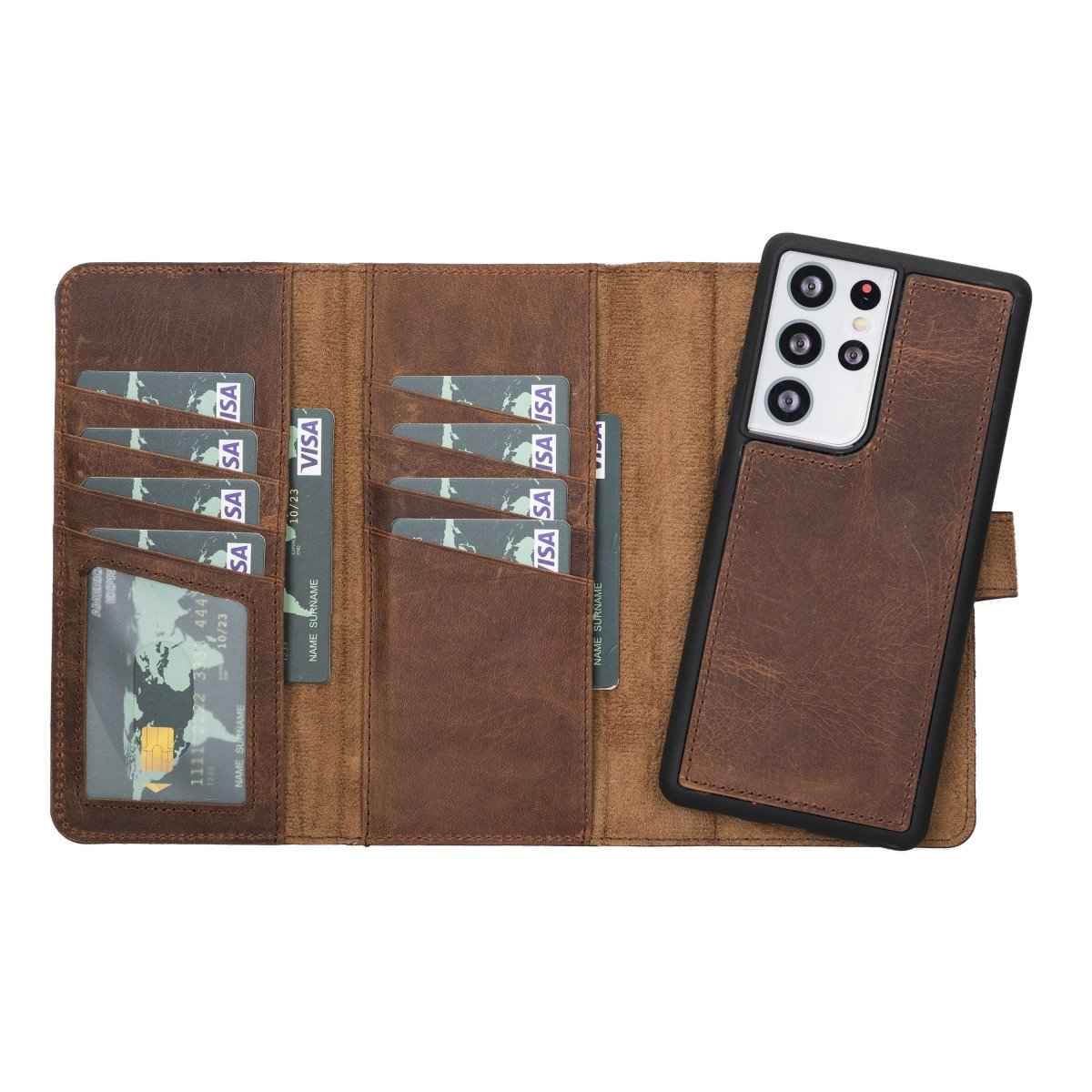 Bayelon Samsung Galaxy S21 Ultra Trifold Leather Wallet Case