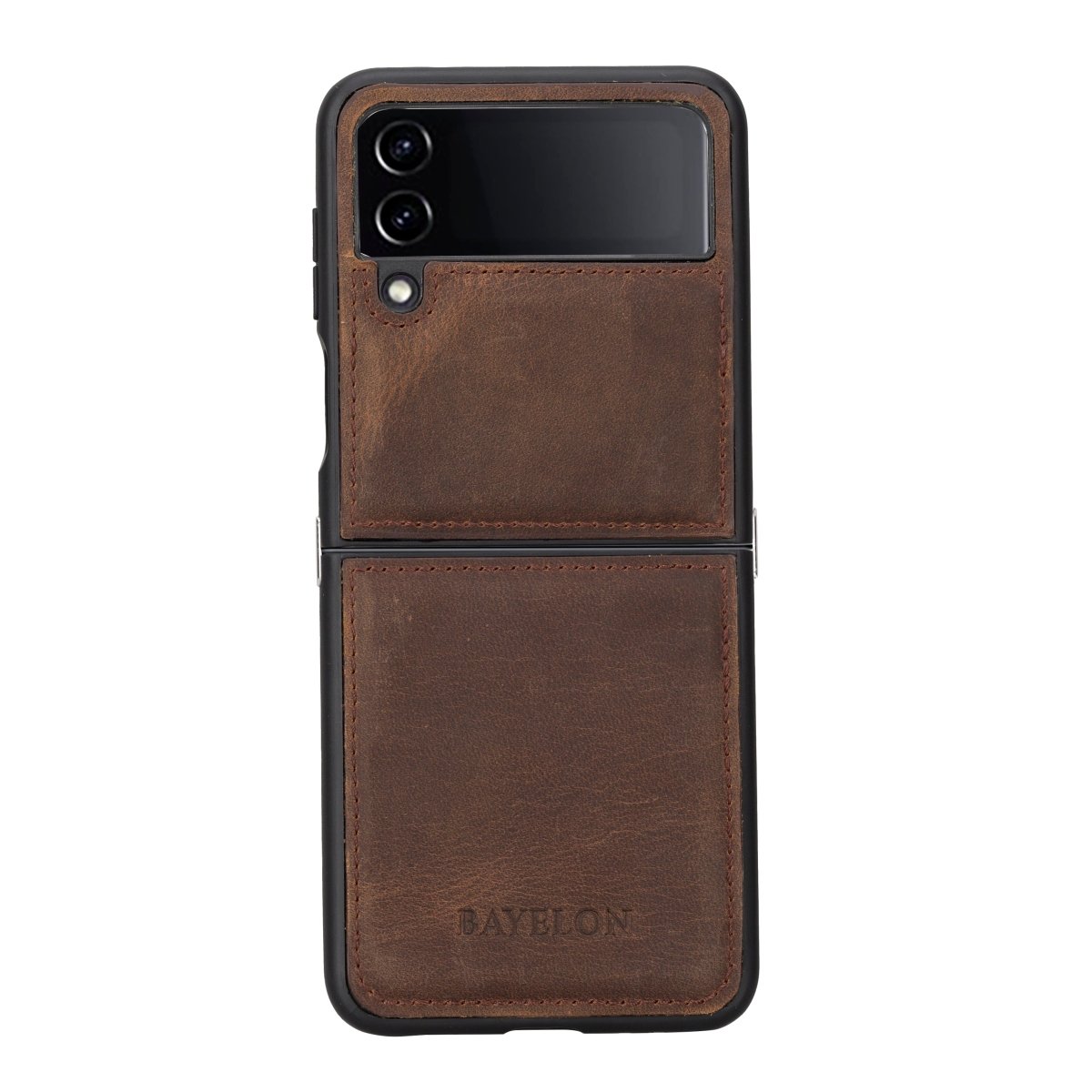 Bayelon Samsung Galaxy Z Flip 4 Leather Case Dark Brown