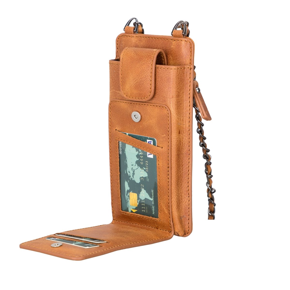 Bayelon Shoulder Strap Leather Wallet Case Compatible up to 6.9"