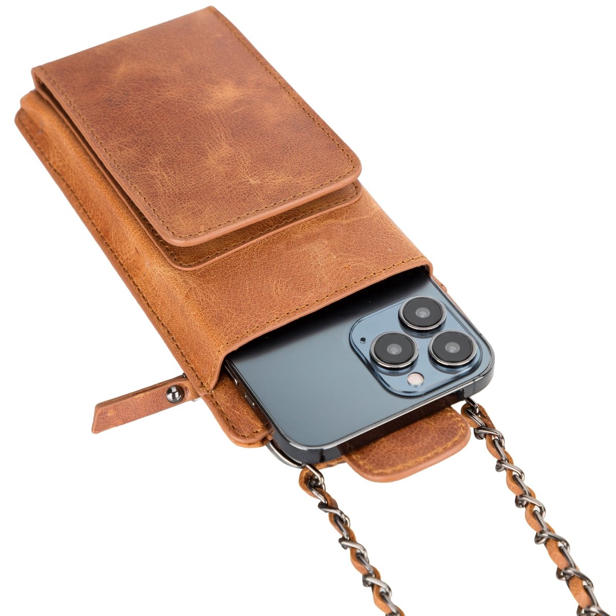Bayelon Shoulder Strap Leather Wallet Case Compatible up to 6.9"