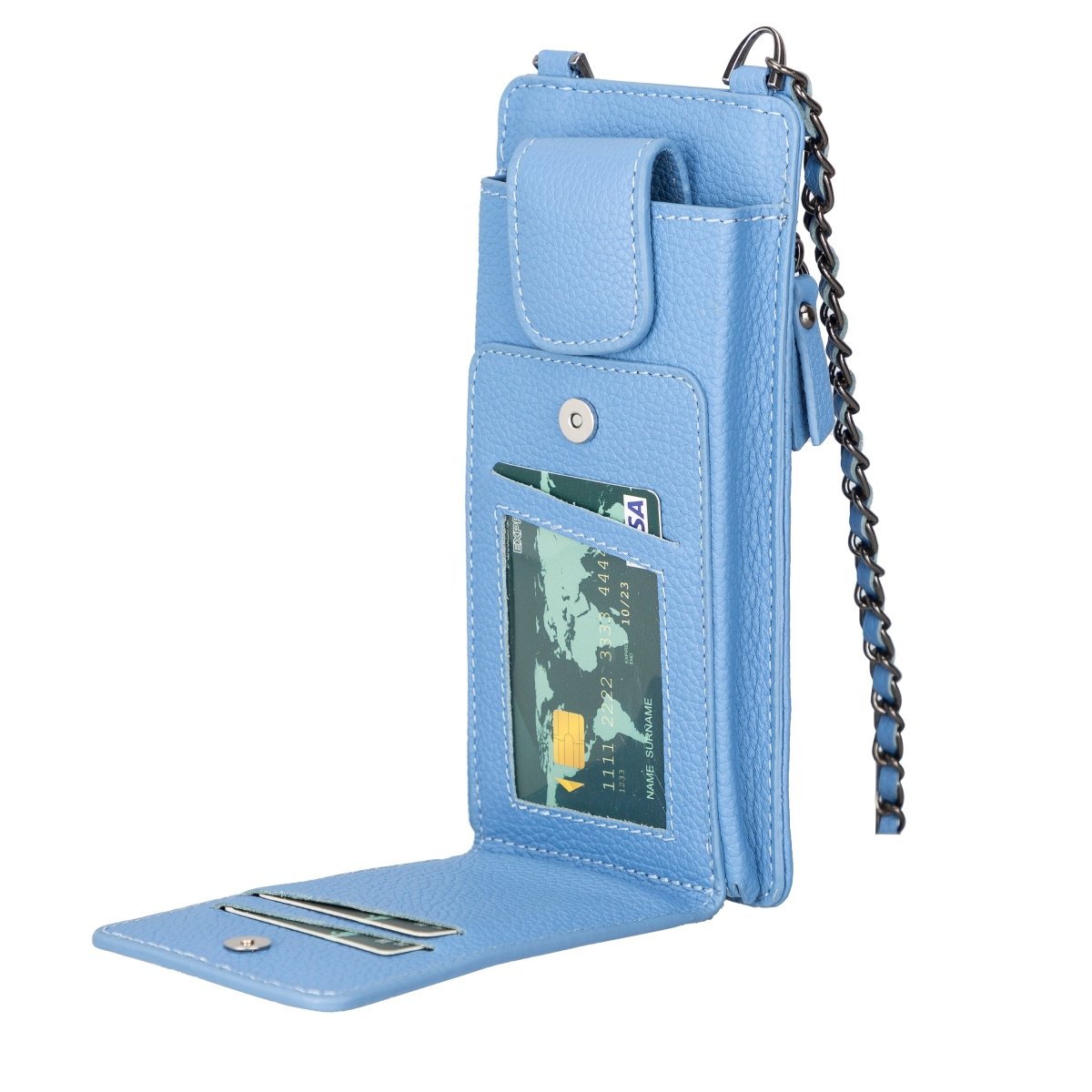 Bayelon Shoulder Strap Leather Wallet Case Compatible up to 6.9"