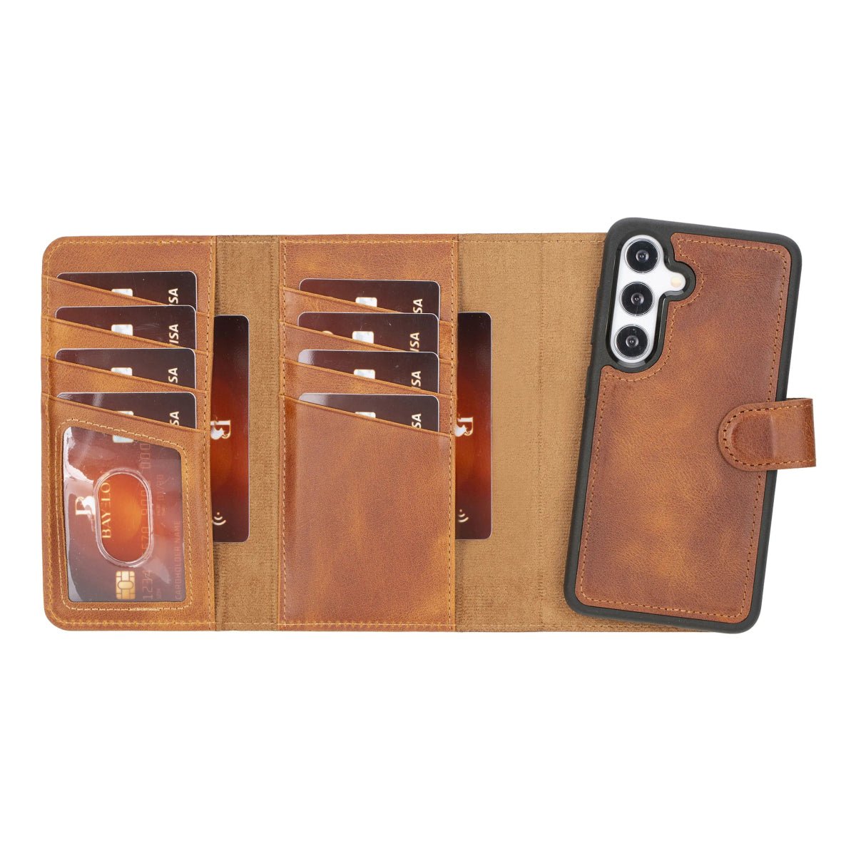 Bayelon Samsung Galaxy S24 Series Trifold Leather Wallet Case