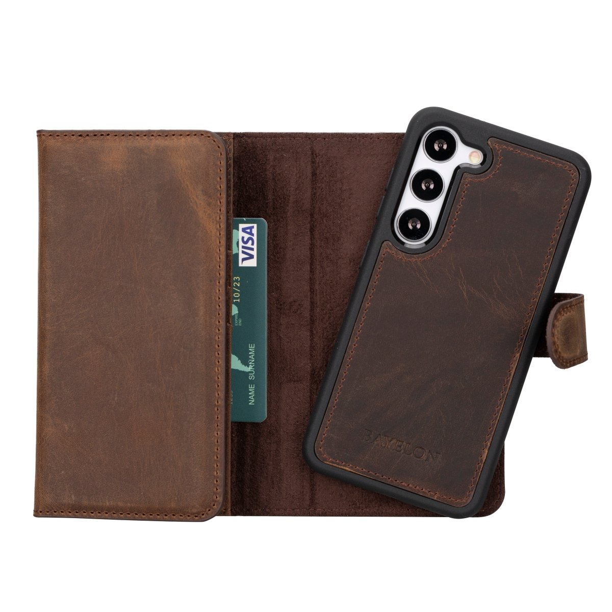 Bayelon Samsung Galaxy S24 Series Trifold Leather Wallet Case