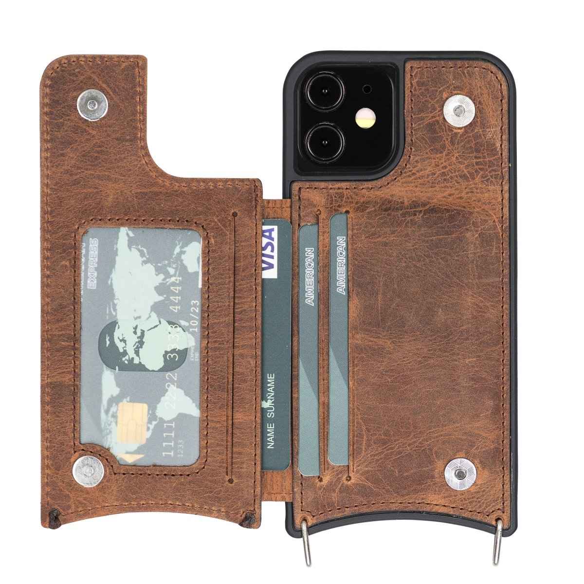 Bayelon iPhone 12/ 12 Pro Crossbody Leather Phone Case