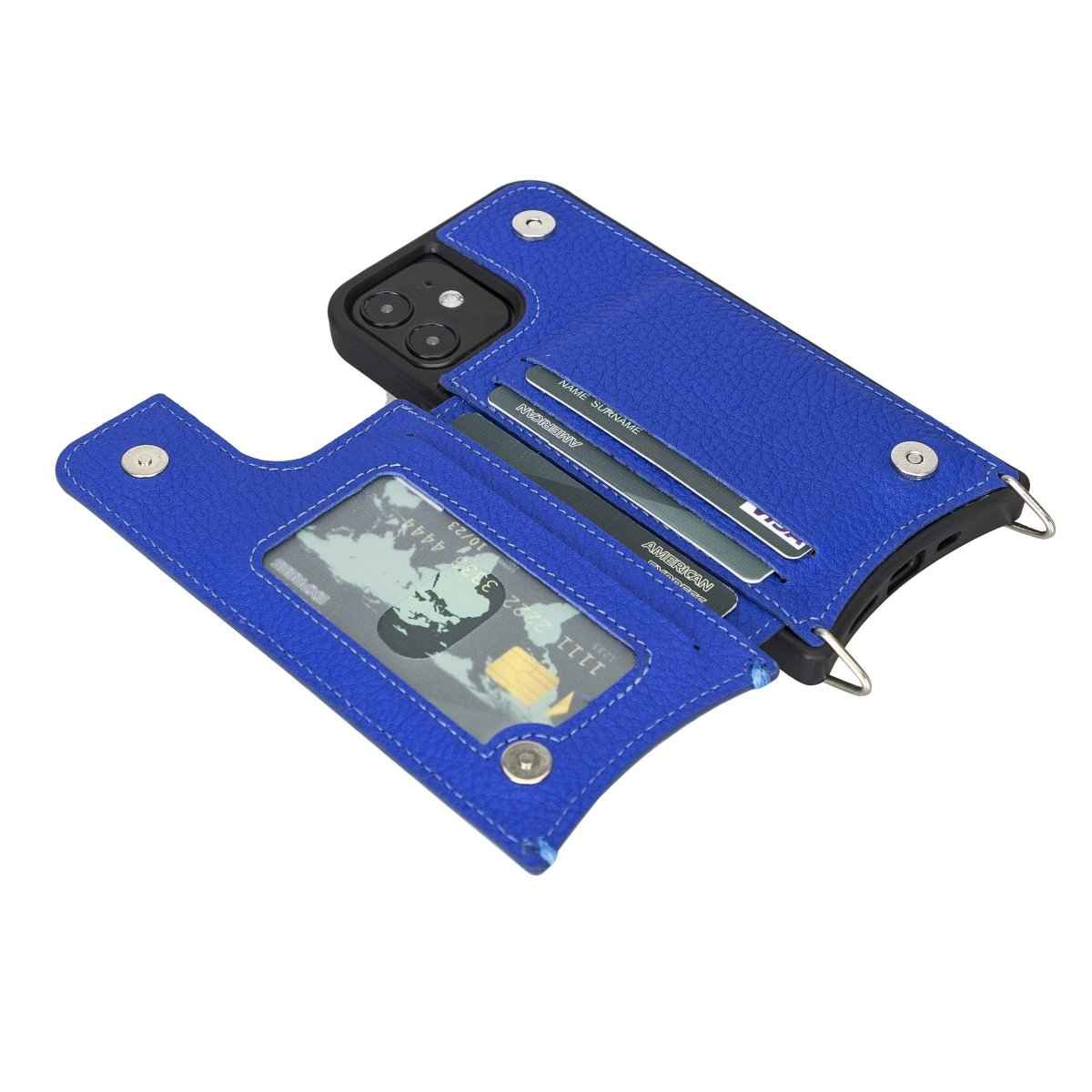 Bayelon iPhone 12/ 12 Pro Crossbody Leather Phone Case Royal Blue